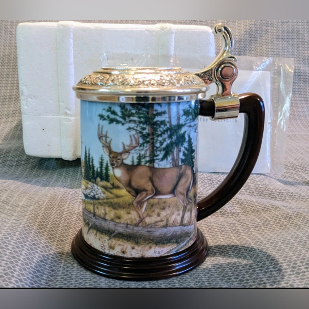 The Official 10 Point Buck Collector Tankard Stein By Rick Fields, Franklin Mint